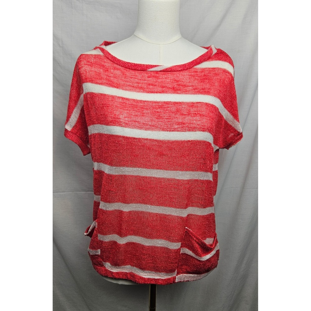 Forever 21‎ Red White Striped Lightweight Knit Mesh Boat Neck Top
M Resortwear